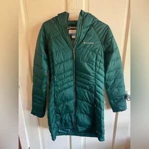 Green Columbia puffer parka jacket